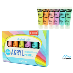 Barvy AKRYL akrylové Luma 6x75 ml v tubě PASTEL