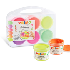 prstové barvy PRIMO FLUO sada 6x100g v kelímku PP box