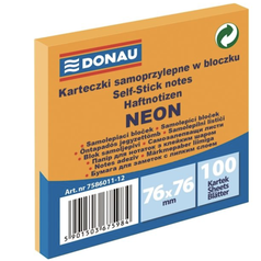 Samolepící bloček DONAU 76x76 NEON oranžový
