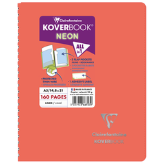 Zápisník Clairefontaine Koverbook, A5, linkovaný, 80 listů, neon, assort barev