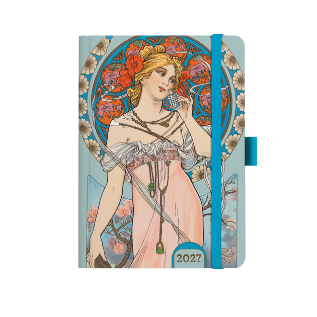 Denní diář A5 Alfons Mucha 2027 Modrý