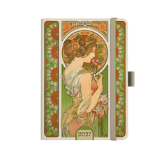 Týdenní diář A5 Alfons Mucha 2027 Zelený