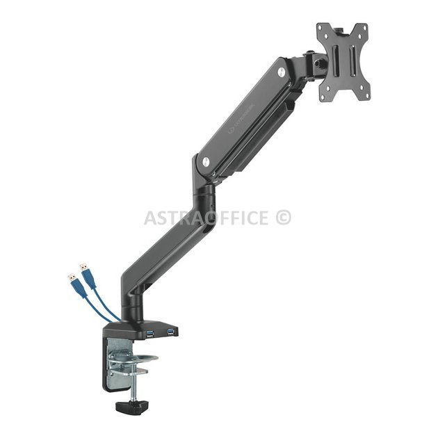Polohovatelný držák ULTRADESK BRANCH Single pro monitor, 10KG, svorka a průchodka stolu, 17''-32'', 75x75/100x100, černý