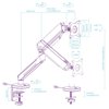 Polohovatelný držák ULTRADESK OFFSHOOT Single pro monitor, 9KG, svorka a průchodka stolu, 17''-32'', 75x75/100x100, bílý
