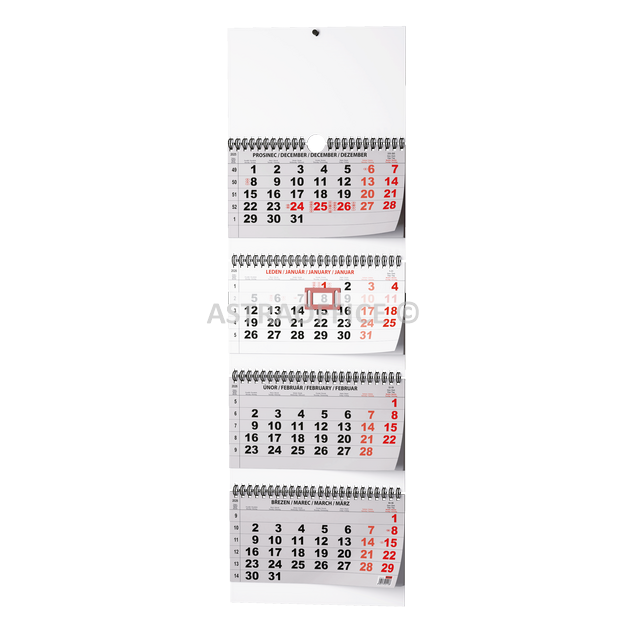 Nástěnný kalendář - Čtyřměsíční - skládaný (s mezinárodními svátky)