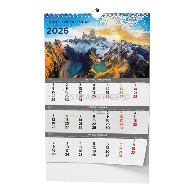Nástěnný kalendář - Tříměsíční - A3 - Obrázkový