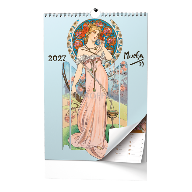Nástěnný poznámkový kalendář A3 Alfons Mucha 2027