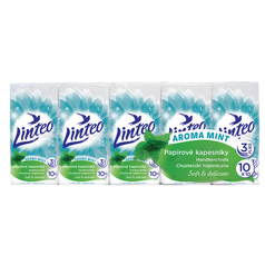 Kapesníčky papírové Linteo 3-vrstvé Satin Máta 10x10ls