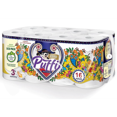 toaletní papír PUFFI ETNO 3vrstvý 16 rolí bílý toaletní papír PUFFI ETNO 3vrstvý 16 rolí bílý