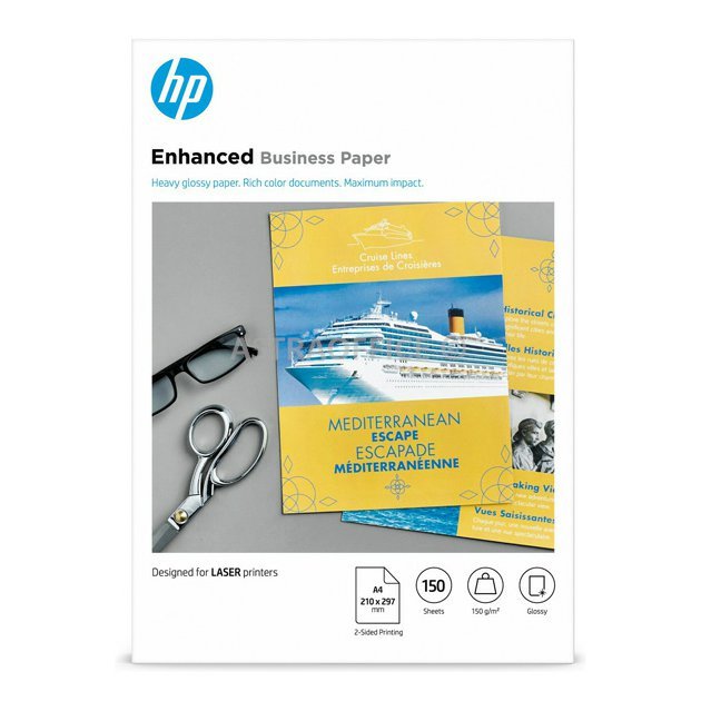 HP Enhanced Business Glossy Laser Photo Paper, CG965A, foto papír, lesklý, bílý, A4, 150 g/m2, 150 ks, laserový,oboustranný tisk