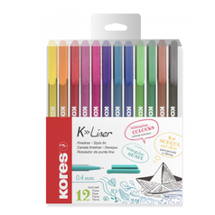 popisovač KORES K-liner sada 12  barev