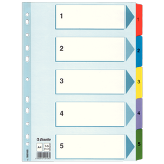 Rozlišovač zesílený Esselte Mylar A4 100160 1-5 barevný