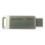 Goodram USB flash disk, USB 3.0, 32GB, ODA3, stříbrný, ODA3-0320S0R11, USB A / USB C, s otočnou krytkou