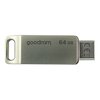 Goodram USB flash disk, USB 3.0, 64GB, ODA3, stříbrný, ODA3-0640S0R11, USB A / USB C, s otočnou krytkou