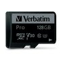 Verbatim paměťová karta Pro MicroSD, 128GB, micro SDXC, 47044, UHS 3 (U3), s adaptérem