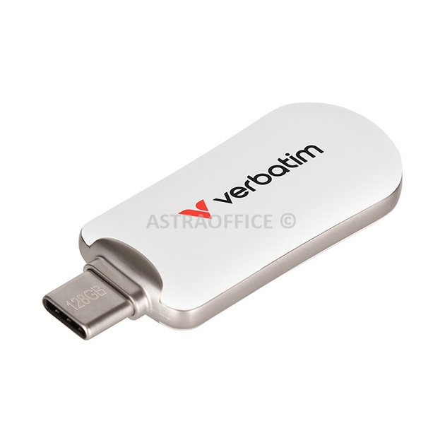 Verbatim USB flash disk, USB C, 128GB, Plectra, bílý, 30229, USB C
