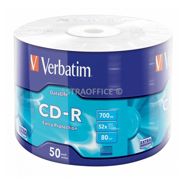 Verbatim CD-R, 43787, Extra Protection, 50-pack, 700MB, 52x, 80min., 12cm, bez možnosti potisku, wrap, pro archivaci dat