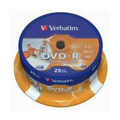 DVD-R Verbatim DataLife Plus 4.7 GB cake box 16x 25-pack Wide Printable