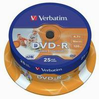 DVD-R Verbatim DataLife Plus 4.7 GB cake box 16x 25-pack Wide Printable