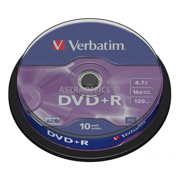 Verbatim DVD+R, Matt Silver, 43498, 4.7GB, 16x, spindle, 10-pack, bez možnosti potisku, 12cm, pro archivaci dat