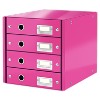 Zásuvkový box Leitz Click & Store se 4 zásuvkami - růžový