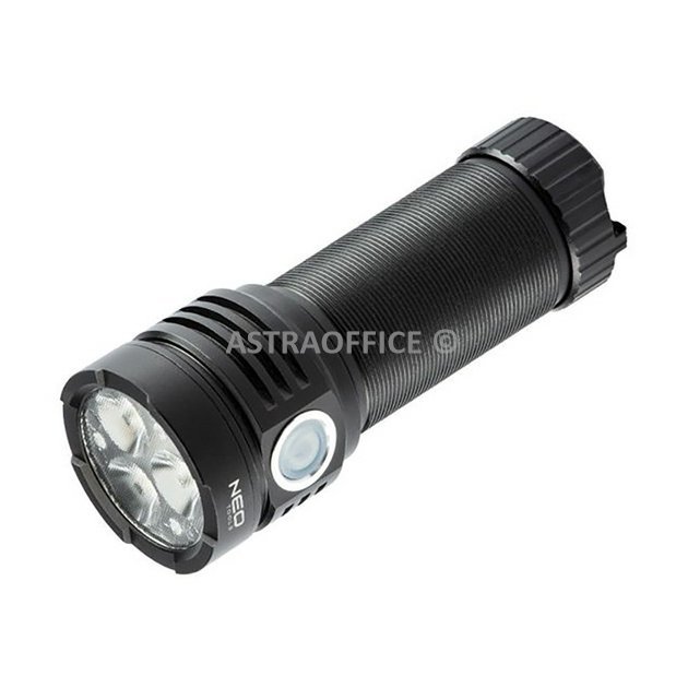 LED dobíjecí baterka, 1x4000 mAh, hliník, černá, funkce zoom, 3 druhy svícení,IPX4, USB dobíjení