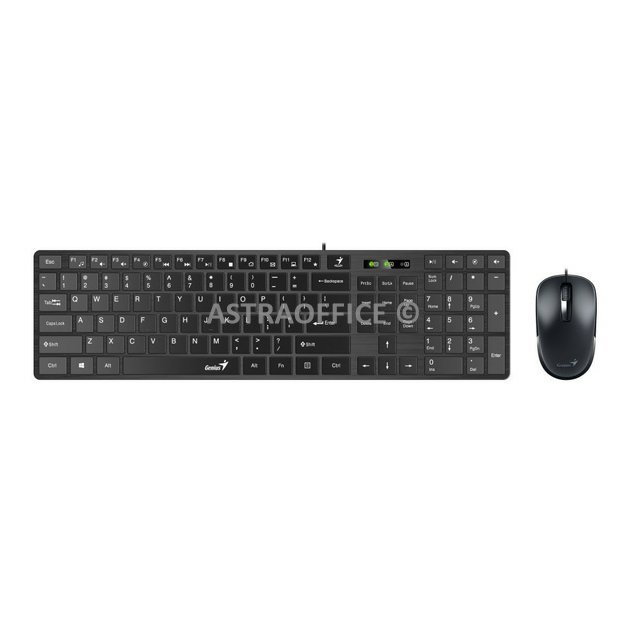 Genius SlimStar C126, sada klávesnice s optickou myší, CZ/SK, klasická, tenká typ drátová (USB), černá, ne