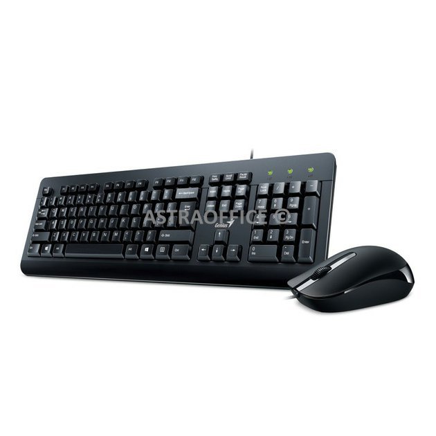 Genius KM-160, sada klávesnice s optickou myší, CZ/SK, klasická, voděodolná typ drátová (USB), černá, ne
