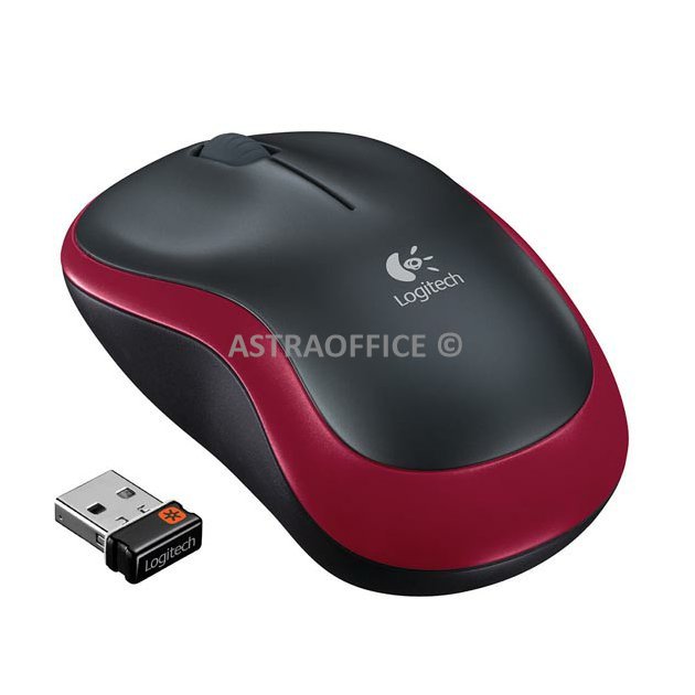 Logitech M185 Myš bezdrátová, červená, 1000DPI