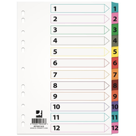 Papírový rozlišovač Q-Connect ,A4,bílý ,1-12