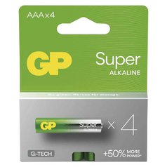 Baterie jednorázová alkalická, tužková, AAA, 1.5V, GP, blistr, 4-pack, SUPER