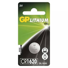 Baterie jednorázová lithiová, knoflíková, CR1620, 3V, GP, blistr, 1-pack