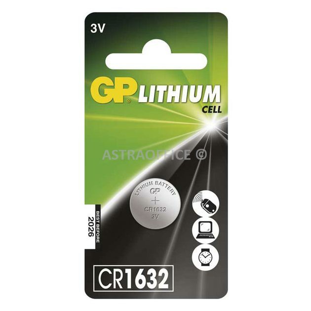 Baterie jednorázová lithiová, knoflíková, CR1632, 3V, GP, blistr, 1-pack
