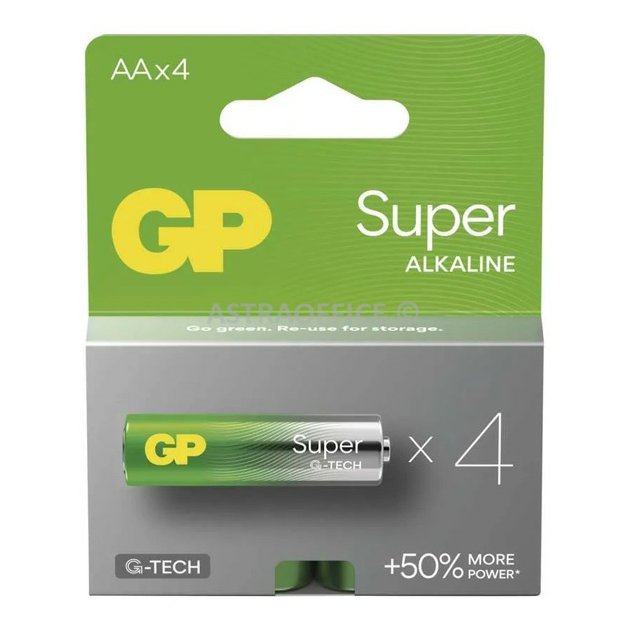 Baterie jednorázová alkalická, tužková, AA, 1.5V, GP, blistr, 4-pack, SUPER
