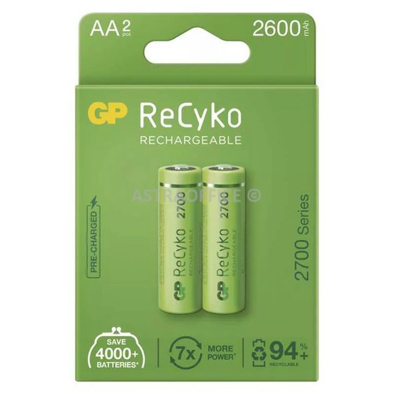 Nabíjecí baterie, AA (HR6), 1.2V, 2600 mAh, GP, papírová krabička, 2-pack, ReCyko