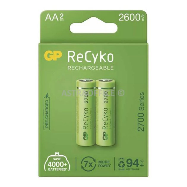 Nabíjecí baterie, AA (HR6), 1.2V, 2600 mAh, GP, papírová krabička, 2-pack, ReCyko