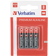 Baterie Premium alkaline VERBATIM AAA 1,5V sada 4 ks