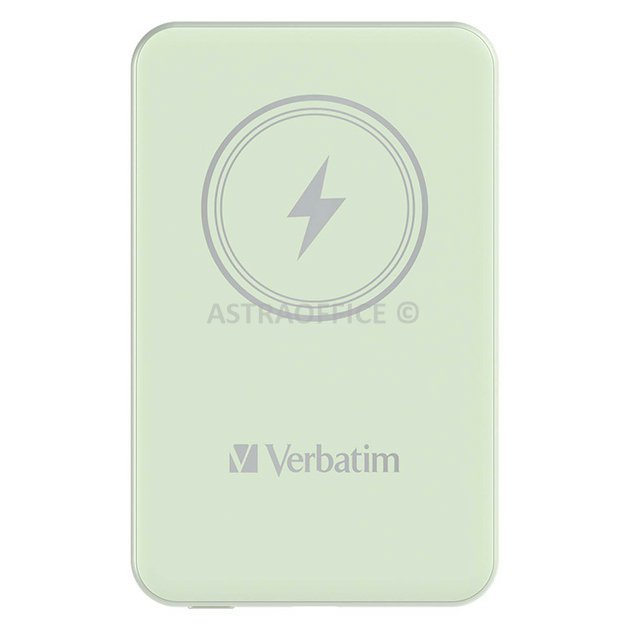 Verbatim, power banka s bezdrátovým nabíjením, 5V, nabíjení telefonu, 32241, 5 000mAh, magnetické připevnění, zelená