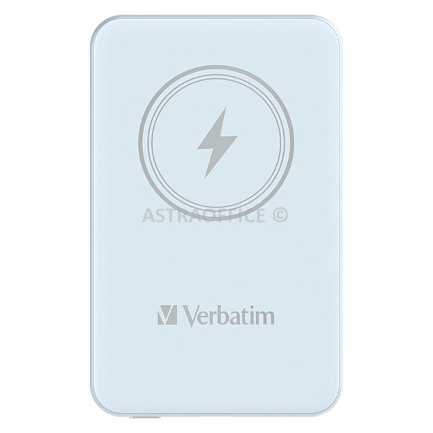 Verbatim, power banka s bezdrátovým nabíjením, 5V, nabíjení telefonu, 32242, 5 000mAh, magnetické připevnění, modrá