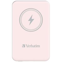 Verbatim, power banka s bezdrátovým nabíjením, 5V, nabíjení telefonu, 32243, 5 000mAh, magnetické připevnění, růžová