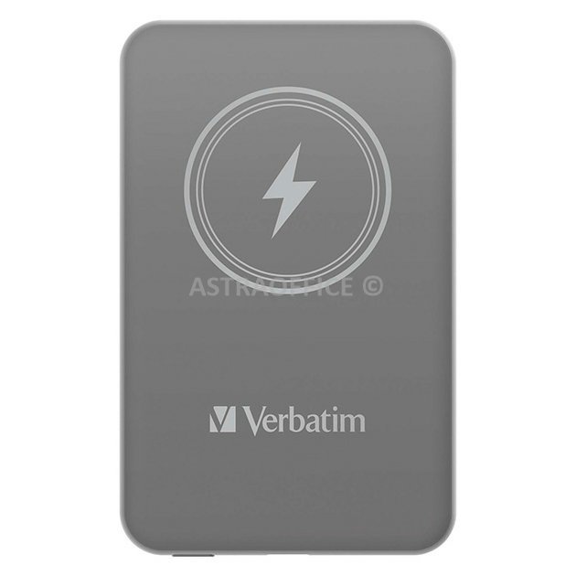 Verbatim, power banka s bezdrátovým nabíjením, 5V, nabíjení telefonu, 32244, 5 000mAh, magnetické připevnění, šedá