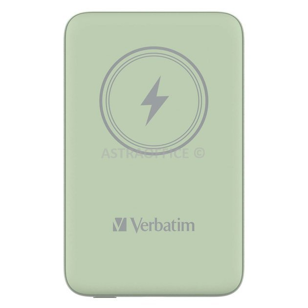 Verbatim, power banka s bezdrátovým nabíjením, 5V, nabíjení telefonu, 32246, 10 000mAh, magnetické připevnění, zelená