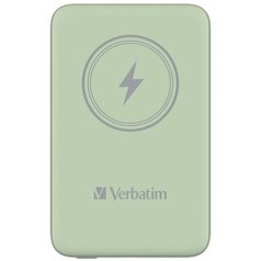 Verbatim, power banka s bezdrátovým nabíjením, 5V, nabíjení telefonu, 32246, 10 000mAh, magnetické připevnění, zelená