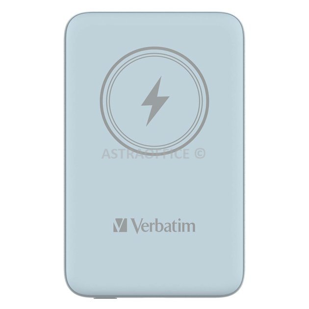 Verbatim, power banka s bezdrátovým nabíjením, 5V, nabíjení telefonu, 32247, 10 000mAh, magnetické připevnění, modrá