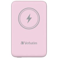 Verbatim, power banka s bezdrátovým nabíjením, 5V, nabíjení telefonu, 32248, 10 000mAh, magnetické připevnění, růžová