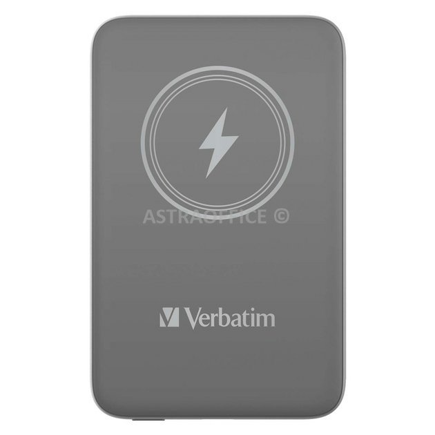Verbatim, power banka s bezdrátovým nabíjením, 5V, nabíjení telefonu, 32249, 10 000mAh, magnetické připevnění, šedá