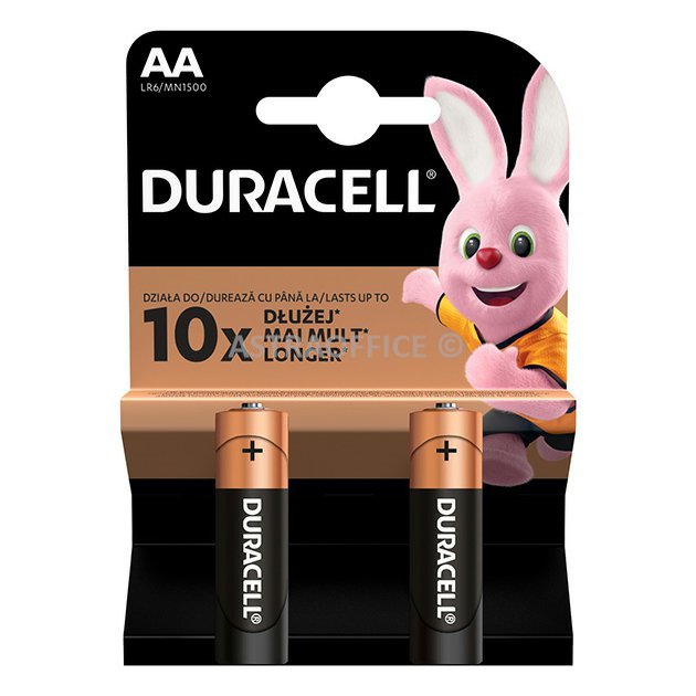 Baterie jednorázová alkalická, tužková, AA, 1.5V, Duracell, blistr, 2-pack, 42301, Basic