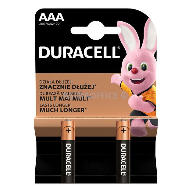 Baterie jednorázová alkalická, tužková, AAA, 1.5V, Duracell, blistr, 2-pack, 42321, Basic