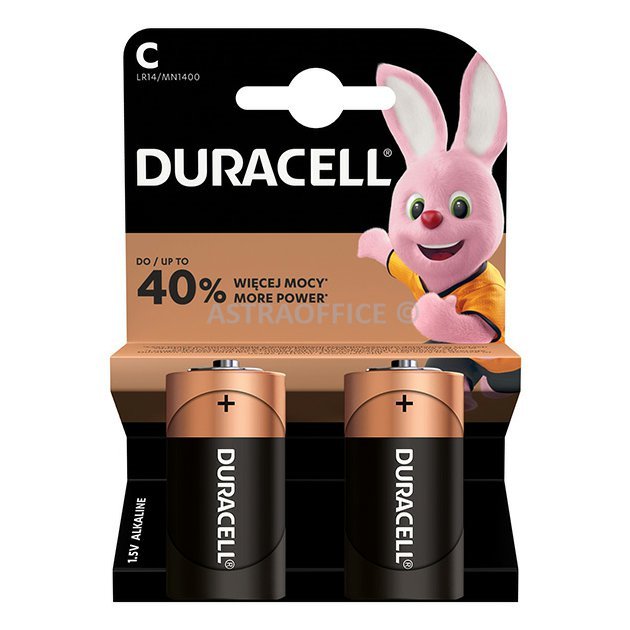 Baterie alkalická, C (LR14), malý monočlánek, C, 1.5V, Duracell, blistr, 2-pack, 42341