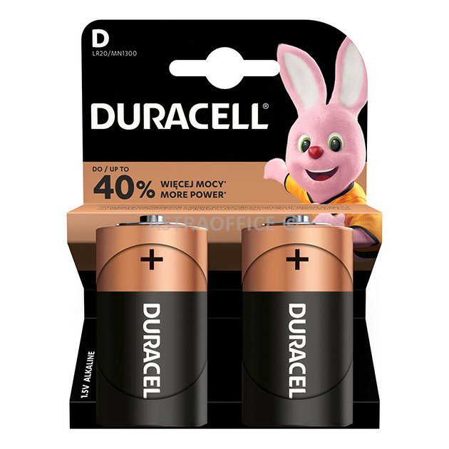 Baterie alkalická, D (LR20), velký monočlánek, D, 1.5V, Duracell, blistr, 2-pack, 42342, Basic